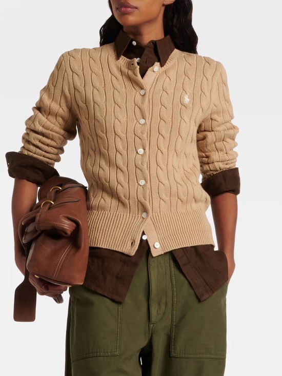 Polo Ralph Lauren Sweaters - Beautiful Polo Ralph Lauren Camel Cotton Cable Knit Cardigan